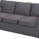 Sofa Covers Compatible with IKEA Ektorp 3 Seat Sofa Slipcovers (Polyester Flax Dark Gray, Ektorp Sofa)
