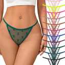 J-pone Lace Thongs for Women G String Thongs for Women T-back Thong Underwear Low Waist Breathable Womens Panties 12Pack (M)