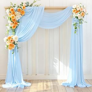LINXTAR Wedding Arch Draping Fabric 30'' x 18FT Sheer Chiffon Arch Drape Backdrop 2 Panel Baby Blue Drapes for Bridal Shower Baby Shower Photo Booth Church Decor Birthday Party Outdoor Decor