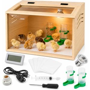 15.7 x 12 x 12-Inch Wooden Brooder Box for Chicks with 50W Heat Lamp