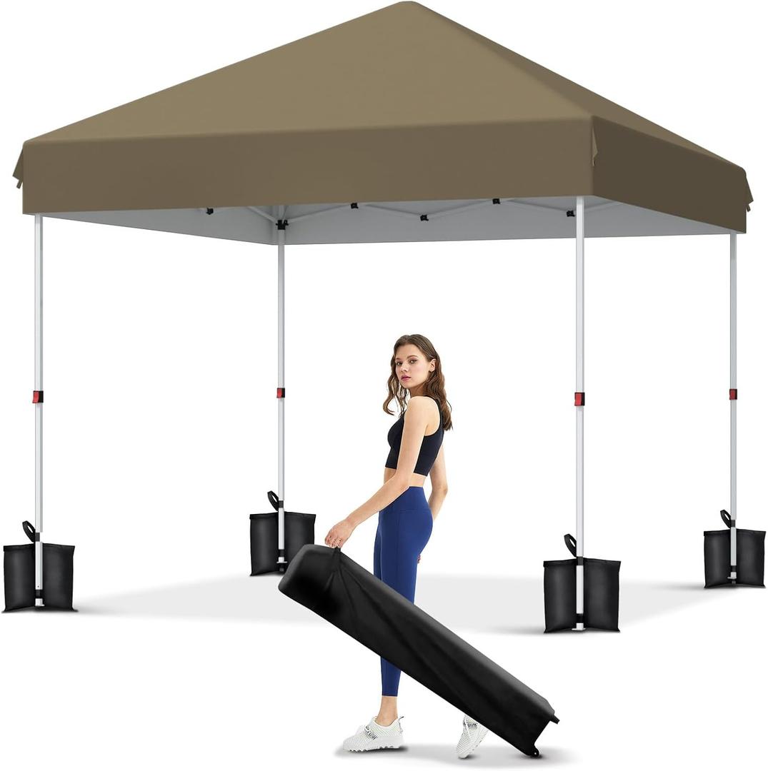 Garvee 10x10 Pop Up Canopy Tent, Heavy Duty Commercial Instant Shelter with One-Person Setup, UPF 50+ Waterproof, 100 Sq Ft Shade for Outdoor Events, Camping, Farmers Market, 10x10FT/0-Sidewall