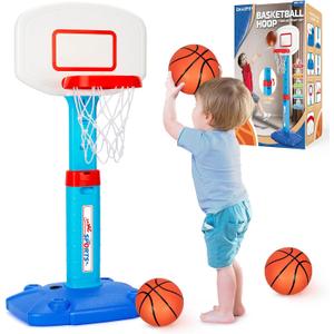Toddler Basketball Hoop Indoor for Age 1-3, Adjustable Kids Basketball Hoop, Mini Basketball Hoop with 3 Balls for Outdoor Poolside, Birthday Christmas Sport Toys Gift for Baby Boys Girls Age 1 2 3 4 (Blue)