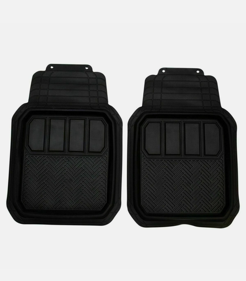 Custom Accessories 79999D Black Rubber Deep Tray Floor Mat Pair-17"Wx19"D