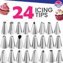 Riccle 88 pcs Cake Decorating Kit with Cake Turntable - Includes 50 Disposable + 2 Reusable Piping Bags and Tips Set, 24 Icing Piping Tips, 2 Spatulas, 3 Icing Comb Scraper, Baking Supplies