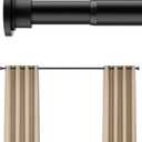 Heavy Duty Tension Curtain Rod by EZFurni, 35 to 76 Inches, Anti-Slip Spring Loaded Curtain Rods No Drilling, Apartment Renter-Friendly Tension Rod for Windows, Bathroom, Closet & Door, Black