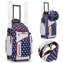 Rolling Baseball Bag with Wheels, 60L Capacity Softball Bag Holds 4 Bats for Boys and Girls, Youth Equipment Bag with Shoe Compartment (Red White & Blue)