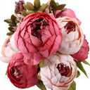 Duovlo Fake Flowers Vintage Artificial Peony Silk Flowers Wedding Home Decoration,Pack of 1 (Dark Pink) (20.87*3.5)