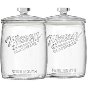 Folinstall 2 Pack 1 Gallon Glass Cookie Jar, Large Glass Jar with Airtight lid, Glass Food Storage Container for Cookies, Candy, Flour, Dog Treats, Coffee, Apothecary Jars