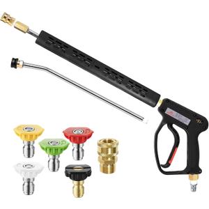 YAMATIC Pressure Washer Gun 5000 PSI - 3/8" Swivel Plug & M22-14mm Coupler, Power Washer Extension Wand Trigger Handle with 1/4" Quick Connect for Foam Cannon Car Wash