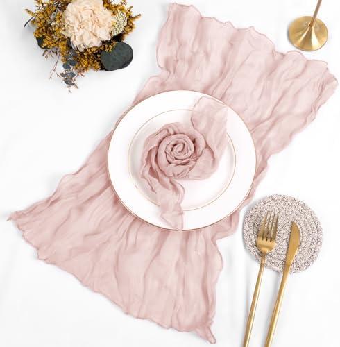 60 Pack Gauze Cheesecloth Napkins 20 x 20 Inch Wrinkled Dinner Napkins Rustic Boho Table Napkins Decorative Cloth Napkins for Weddings Parties Event Family Dinner Table Decoration (Dusty Pink)