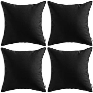 MIULEE Pack of 4 Decorative Outdoor Waterproof Summer Pillow Cover Square Garden Cushion Case PU Coating Throw Pillow Cover Shell for Tent Park Couch 18x18 Inch Black