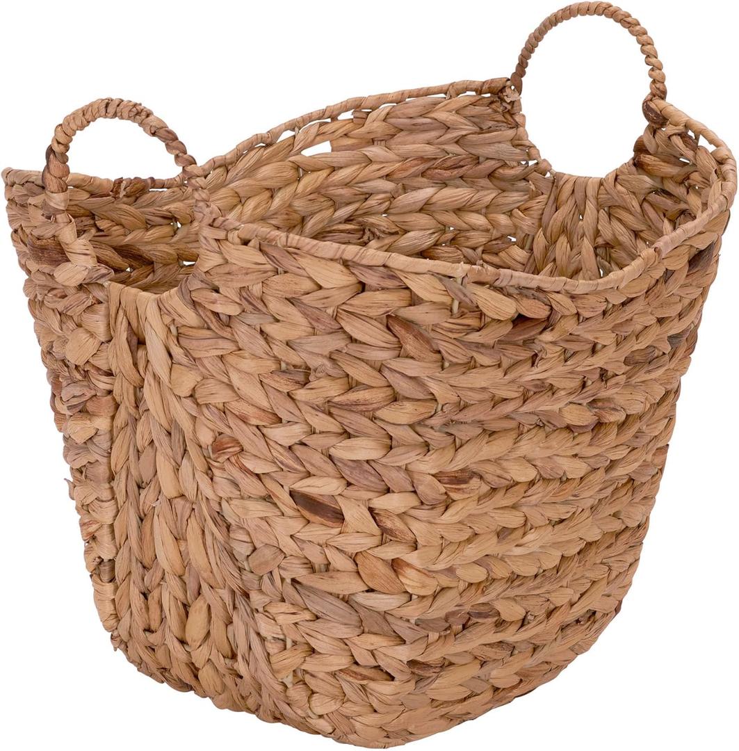 Household Essentials ML-4002 Tall Water Hyacinth Wicker Basket with Handles | Natural, Brown, Natural Household Essentials ML-4002 Tall Water Hyacinth Wicker Basket with Handles | Natural, Brown, Natural