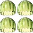4 Pack Green Tuli Glass Shade Replacements, 4.2"High, 5.2"Diameter, 1.65 "Fitter, Flower Art Blown Lampshades for Floor Table Wall Lamps Chandeliers