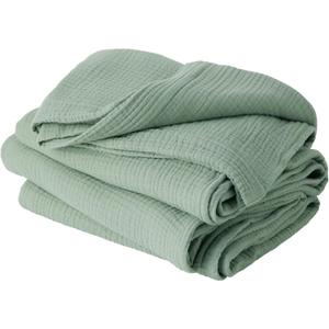 Bedsure 100% Cotton Muslin Throw Blanket Large 50x70 Inches - 4-Layer Breathable and Lightweight Thin Soft Summer Gauze Muslin Blankets for Adults, Sage Green, Boho Cotton Throw for Couch