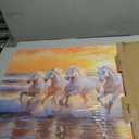 LZIMU Horses Wall Art 7 White Horses Running Picture Wildlife Painting Sunrise Wild Animals Canvas Prints Sunset Nature Landscape Poster Modern Artwork Home Decor (Gold, (20L x 40W))