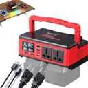 350W Power Inverter Compatible with Milwaukee 18V Batteries: Portable Power Station with 2 AC Outlets 2 USB-A&2 Type-C, Generator DC 18V to AC 110V - Battery Adapter 500LM LED Light RGB Light