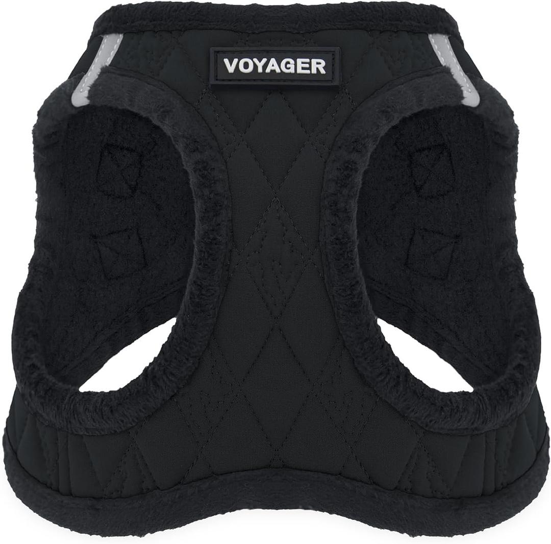 Best Pet Supplies - All Weather Mesh / Plush, Reflective, No Pull Harness for Small, Medium Dogs, Cats - Secure with Hook & Loop Fastener, Buckle, Double D-Rings - Black Plush, XL (XL (Chest: 20.5 - 23"))