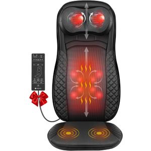 CooCoCo Shiatsu Back Massager with Heat, Gifts for Men Women, Deep Kneading Massage Chair Pad for Neck Back Shoulders, Massager Seat for Home Office, Gifts for Husband Wife