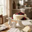 Ceramic Cake Stands Decorative Bunny - Easter Decoration Birthday Cake Display Tray for Wedding Party Graduation Gift Home Decor 8.25 x 6.5 x 3.25 Inch White Cake Plate Newman House Studio