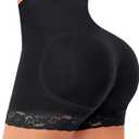 Padded Underwear for Women Butt Lifter Panties Booty Pads Butt Enhancer Lace Boyshorts Shapewear (Medium, #2 Black-high Waisted)