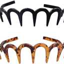 Mobacfy U Shape Fashion Tooth Hair Comb Headband (1Pc Black+1Pc Amber, One Size)