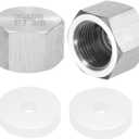 uxcell 2pcs Hex End Cap 304 Stainless Steel Nut with Washer, PT 3/8" Female Thread Pipe Fitting, Gas Line Water Line Stop Valve Cap Tubing Ends for Plumbing Fittings, Silver Tone
