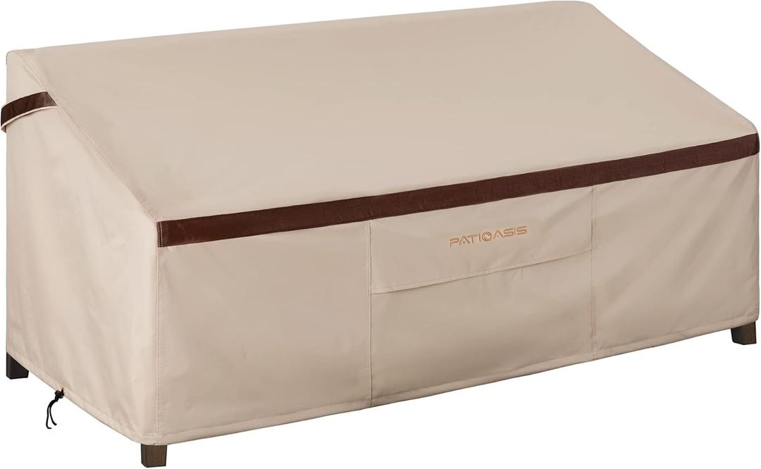 Patio Loveseat Covers Outdoor Furniture Waterproof Garden Deep Sofa Cover 62inch x 38inch x 35inch (L x W x H) Lawn 2-Seater Sofa Covers with Air Vent Beige & Brown