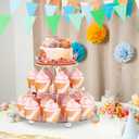 Acrylic Cupcake Stand, Clear Dessert Tower Holder Display with Base for Wedding, Party, Baby Shower, 3 Tier Round, Transparent