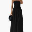 PRETTYGARDEN Women 2025 Summer Elegant Strapless Maxi Dress Tube Top Dress A Line Flowy Long Wedding Party Cocktail Dresses S