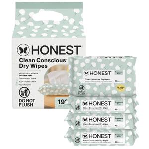The Honest Company 100% Pure Organic Cotton Dry Wipes, Hypoallergenic, Multi-Use, Baby Facial Cloths, 192 Count (48 Count (Pack of 4))