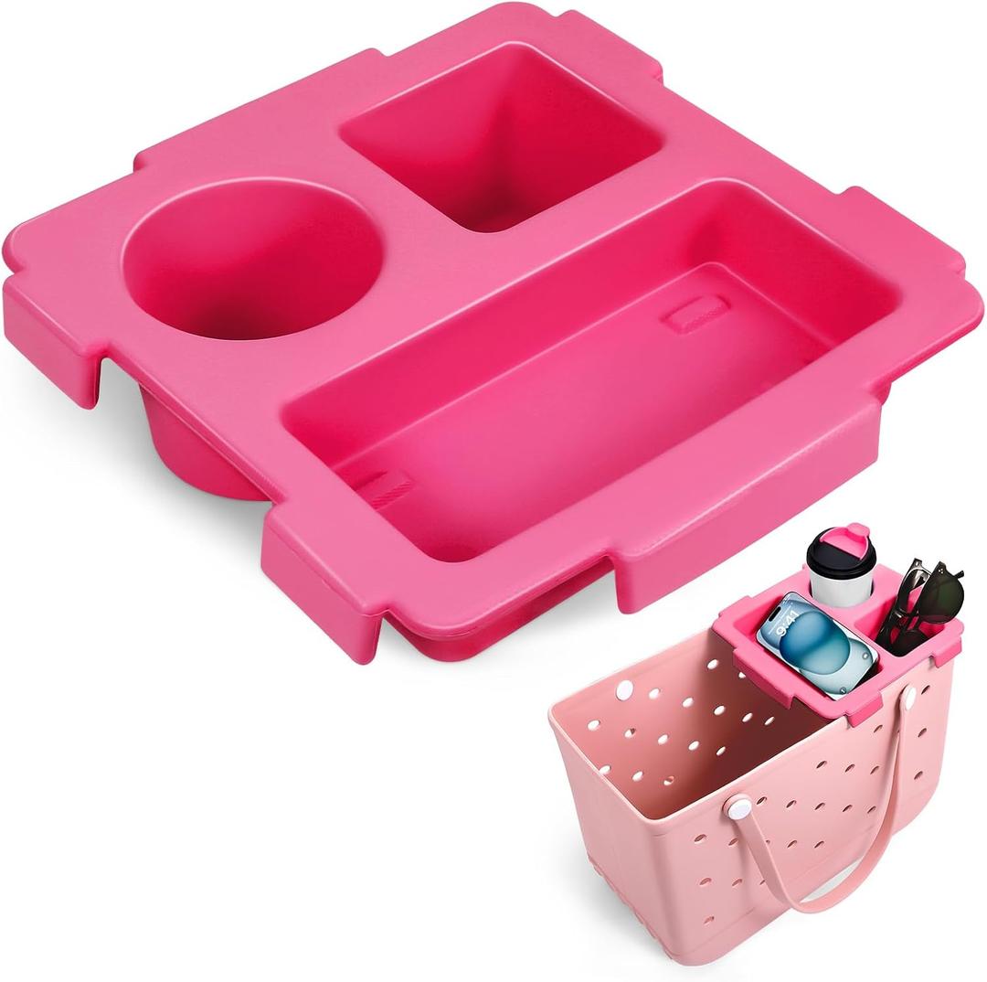 Half Topper Tray Accessories for Bogg Bag X-Large, Waterproof EVA Phone Holder & Top Cup Holder Fit for Stanley Cup 40oz - Organizer & Tray Topper for Bogg Bag (Pink)