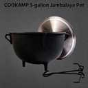 COOKAMP 5-Gallon Heavy Duty Cast Iron Jambalaya Pot, with Aluminum Lid [JA05T], 20 Quarts