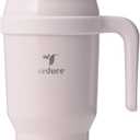 REDUCE Cold1 20 oz Tumbler with Handle - Vacuum Insulated Stainless Steel Water Bottle for Home, Office or Car, Reusable Mug with Straw or Leakproof Flip Lid, Keeps Drinks Cold All Day- Gloss Cotton