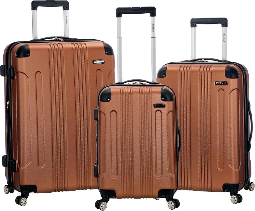 Rockland London Hardside Spinner Wheel Luggage, Brown, 3-Piece Set (20/24/28)