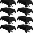 sancua 8 Pack Black Tablecloth 60 x 120 Inch, Rectangle Table Cloth for 8 Feet Tables - Stain and Wrinkle Resistant Washable Polyester Table Cover for Dining Tables, Buffet Parties and Camping