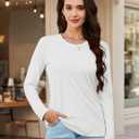 MAGCOMSEN Women's Long Sleeve Shirts Casual Crew Neck T-Shirt 2025 Basic Fall Tops Classic-fit Tee Breathable Cotton Top (Black, XXL)