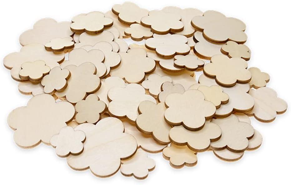 Wood Flower Cutouts - Mini Wood Bit Shapes - 60 Piece, Brown, CW308C