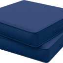Outdoor Chair Cushions Patio Funiture Chair Seat Cushion 24 L X 24 W X 5 H Waterproof & Fade Resistant Square Sofa Couch Chair Pads with Non-Slip Bottom &Handle & Adjustable Straps Set of 2, Blue