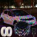 Honoson Christmas Car Multicolor Lights 393ft 1200 LED Cigarette Lighter Remote Control String Lights Waterproof 8 Modes and Auto Timer with Masking Tape for Car Xmas Party Holiday Decor