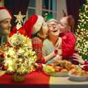 24 Inch Flocked Tabletop Christmas Tree with LED Lights & Ornaments, Artificial Mini Desktop Xmas Tree with Sturdy Fabric Base for DIY Holiday & Party Decor (White)