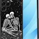 for Galaxy S22 Ultra Case,Hard PC+Soft TPU Bumper Anti-Slip Ultra Thin Cover Protective Shockproof Case for Samsung Galaxy S22 Ultra 6.8 Inch 2022,Skulls Kissing Lovers Skeleton