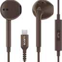 LUDOS Zenith USB C Headphones for iPhone 17 16 15 Pro Max Plus Air iPad Pro Air, USB-C Earbuds for Galaxy S24 S23 Ultra S22 S21 S20 A55 A54 A53, USB Type C Earphones - Brown