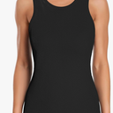 ATTRACO Workout Tank Tops for Women Seamless Full Length Gym Tops Athletic Yoga Top Built in Bra Size L Black