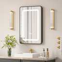 16x24 LED Medicine Cabinet with Mirror, Lighted Mirror Cabinet for Bathroom with Dimmable 3-Color Lights, Anti-Fog with HD Tempered Glass,Recessed or Wall Mount Medicine Cabinet with Lights
