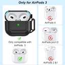 RFUNGUANGO for AirPods 3rd Generation Case Cover with Cleaner Kit,Powerful Drop Protection, Magnetic Lid, for AirPod Gen 3 Charging Case 2021, Black
