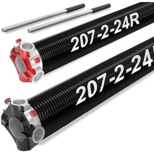 LAJIAOZ Garage Door Torsion Springs Set, 2-Inch Diameter – Heavy Duty Replacement, Includes Non-Slip Winding Bars, Corro-sion Resistant Coating, 1 Pair, 0.207 X 2" X 24"