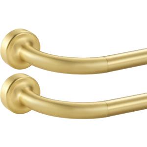 2 Pack Warm Gold Disc Curtain Rods, 48-84 Inches Window Curtain Rod,Adjustable Room Darkening Curtain Rod with Aluminum Finials and Brackets,Wrap Around Design (48-84" & 2PCS)