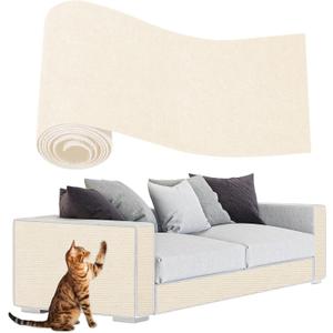 Anti Cat Scratch Couch Furniture Protector, 78.7x15.8 Wall Corner Scratcher Pads Mat, DIY Climbing Scratching Carpet Post Board Replacement (Cream White)