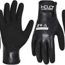 AIGEVTURE Waterproof Winter Work Gloves Men,Cold Weather Insulated Work Gloves Thermal Liner Superior Grip Latex Coating Warm for Outdoor Small (Black, S)