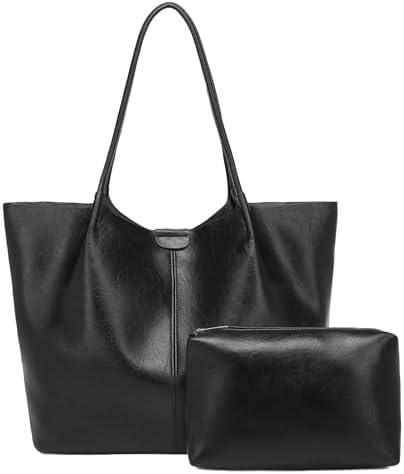 Tote Bag For Women Large Capacity Soft Leather Purse With Interior Pouch Multi-Use For Daily Commute Work Travel